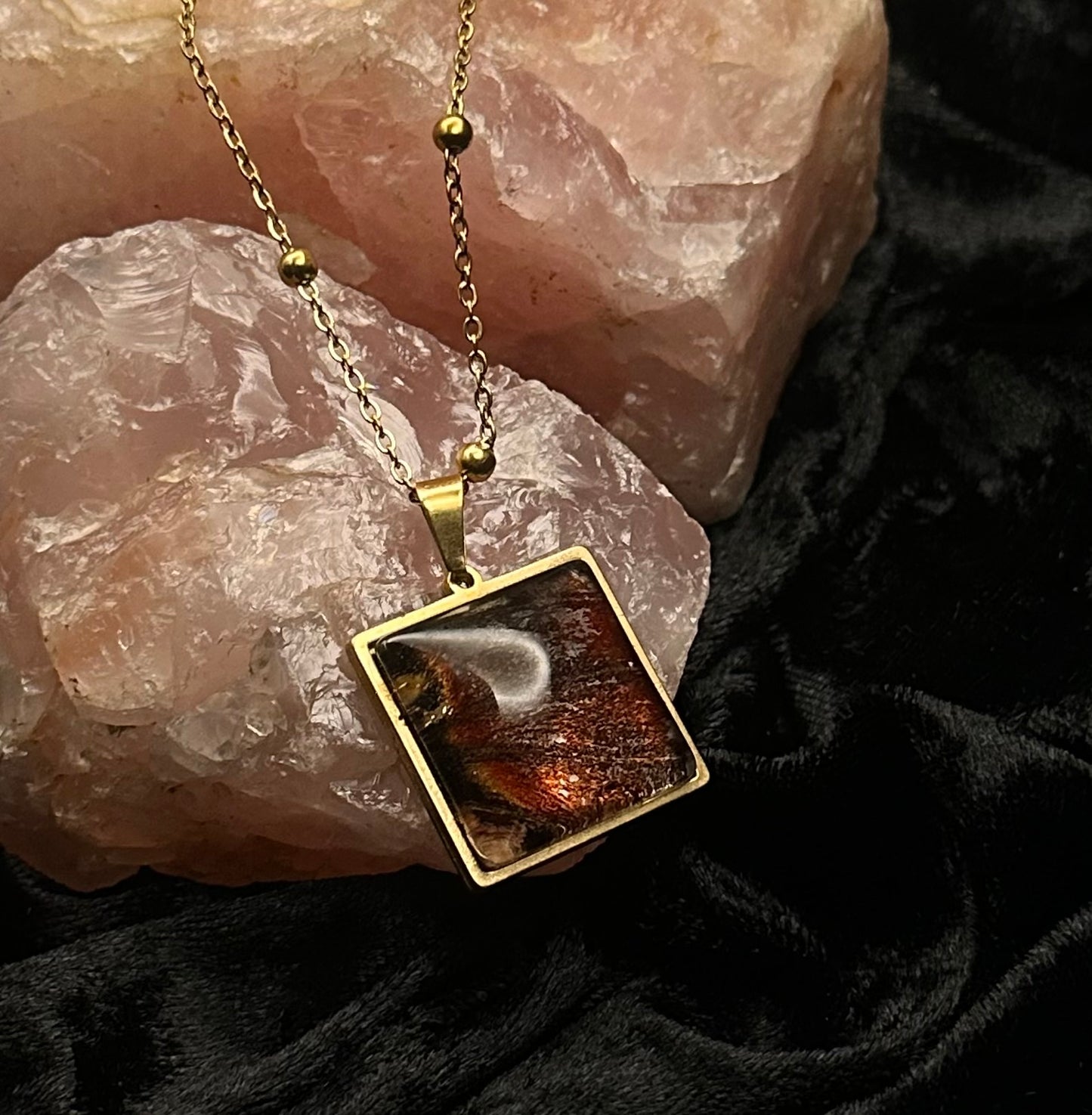 Gold Attacus atlas Butterfly Wing Necklace