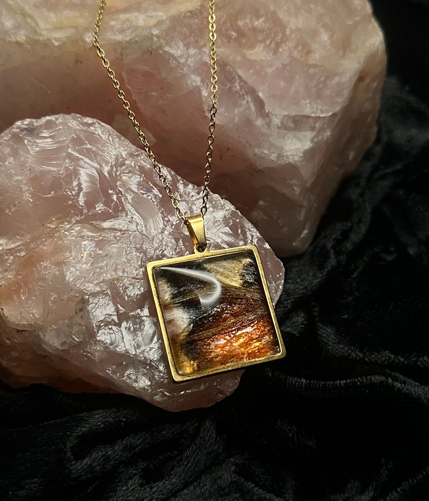 Gold Attacus atlas Butterfly Wing Necklace