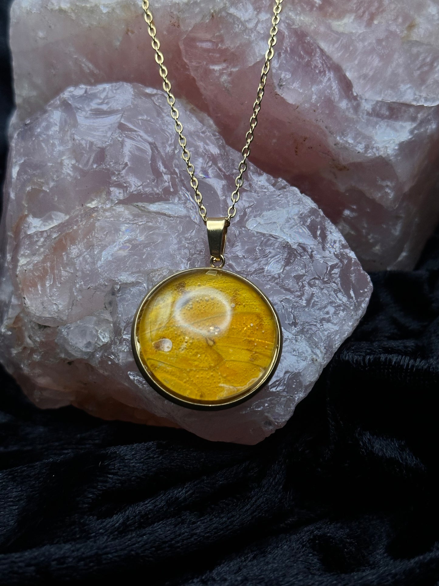 Gold Phoebis philea Butterfly Wing Necklace