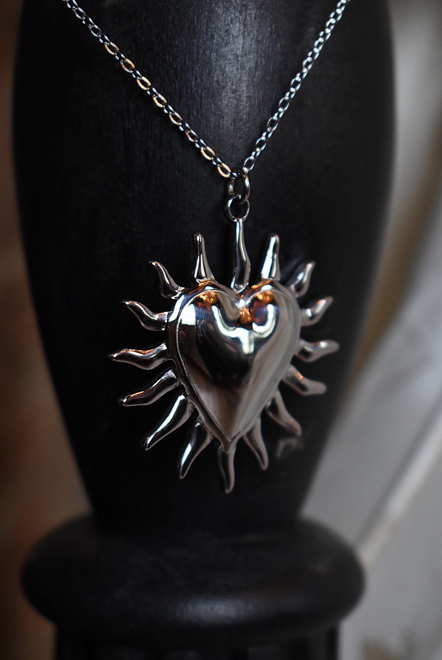 Thorned Heart Necklace ~ Silver