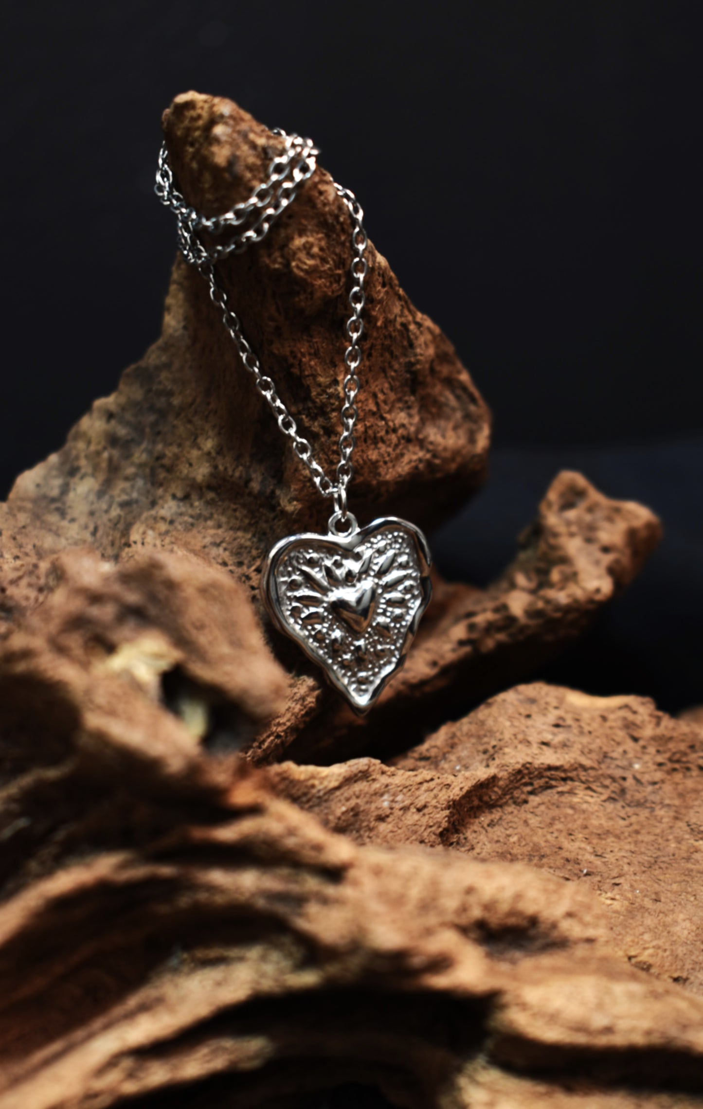 Forged Heart Necklace - Silver