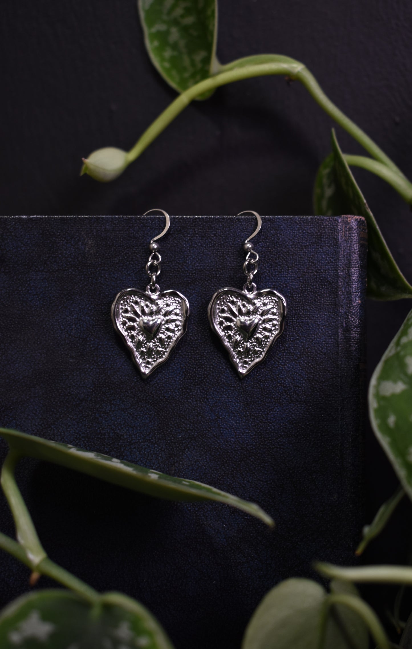 Forged Heart Earrings - Silver
