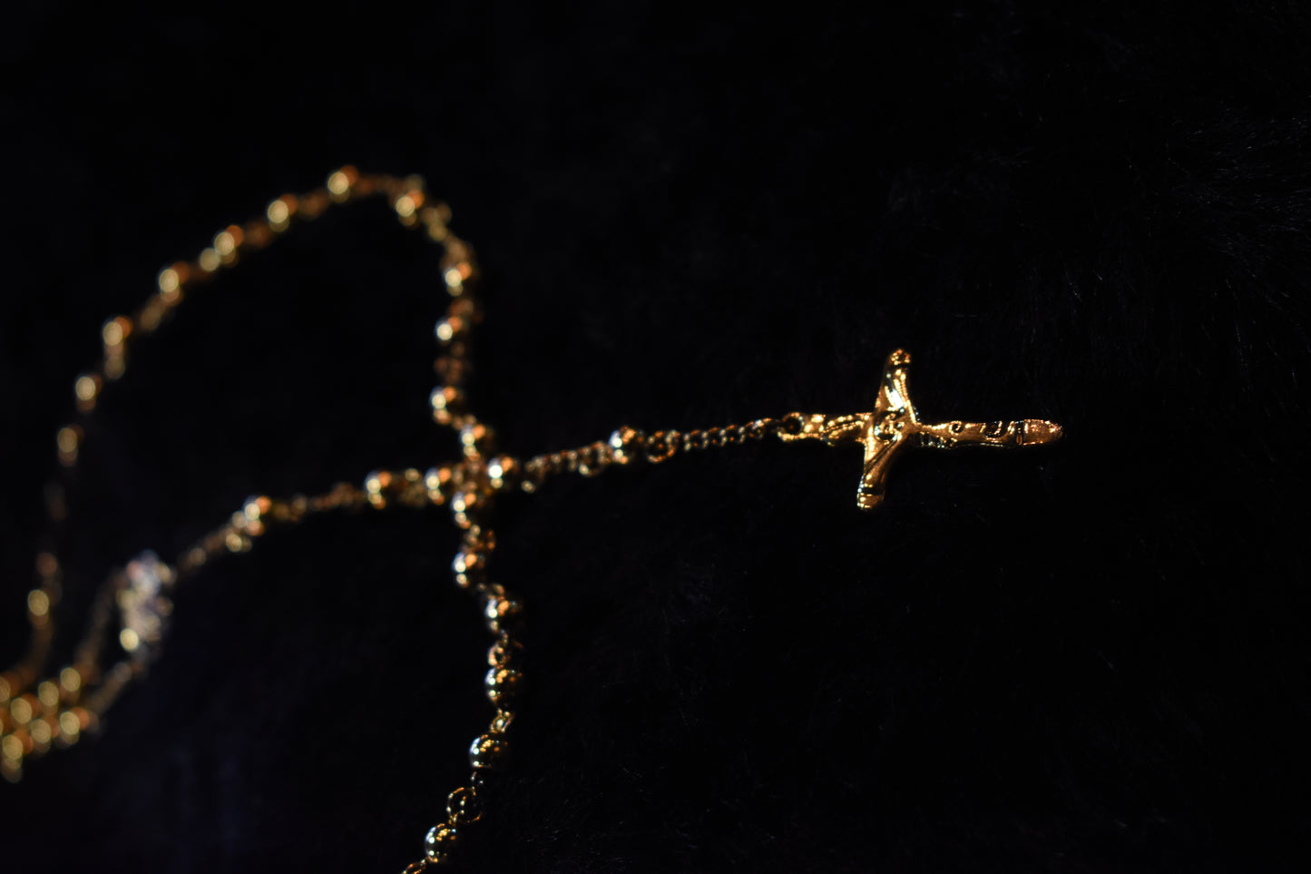 Rosary Bead Necklace ~ Gold