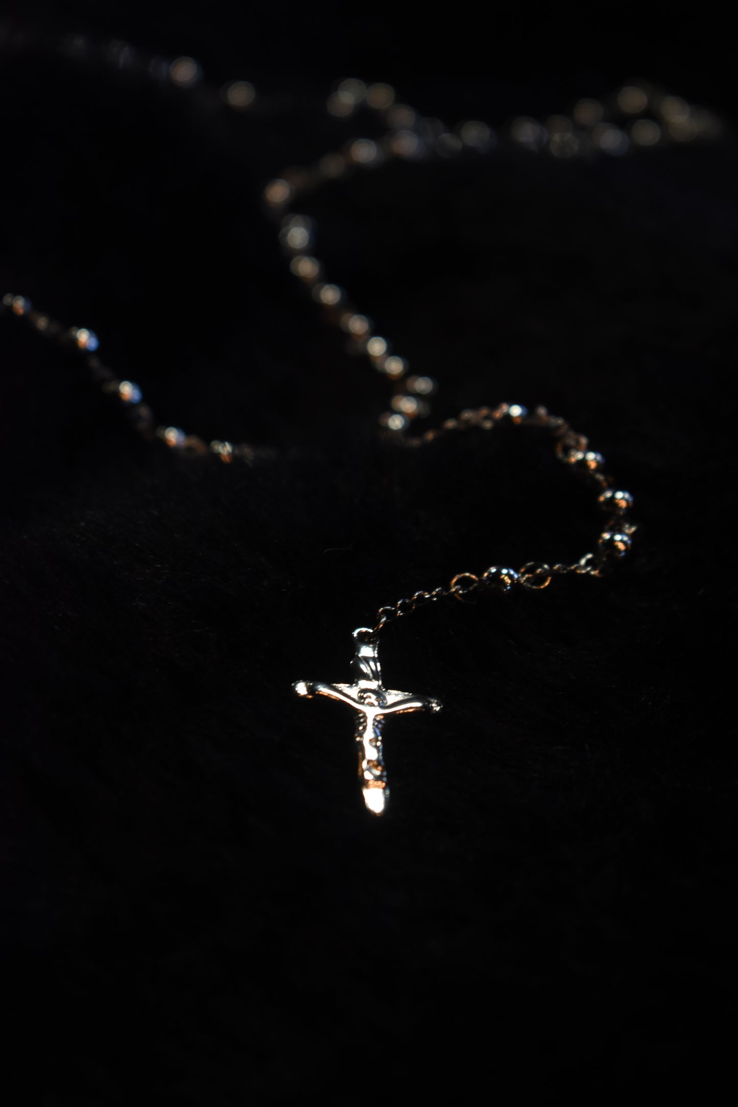 Silver Rosary Bead Necklace