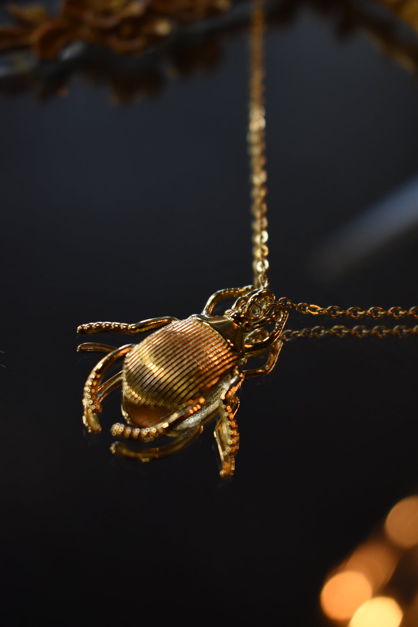 Sacred Scarab Necklace ~ Gold