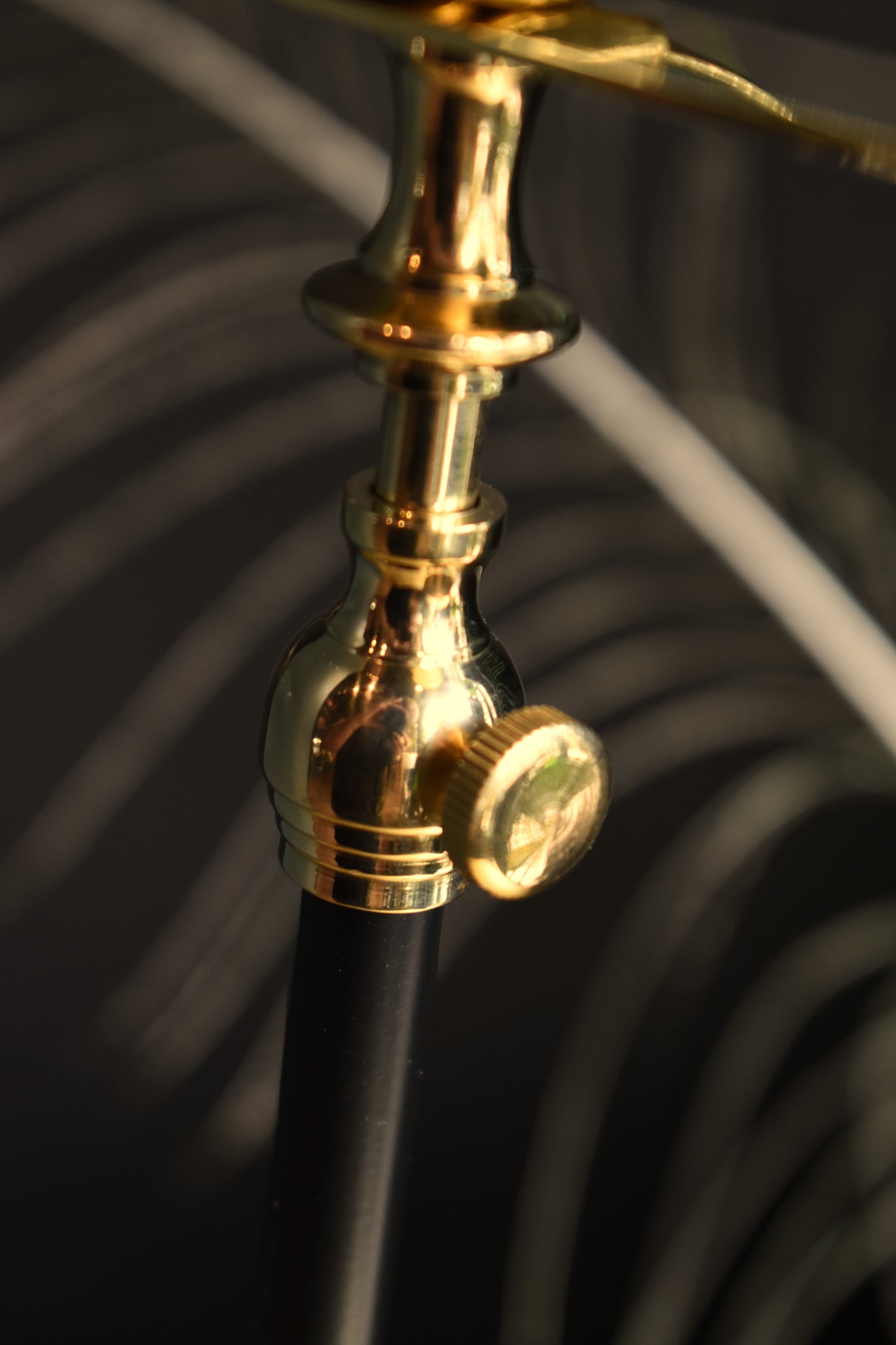 Brass Magnifying Glass & Candle Holder on Black Stand