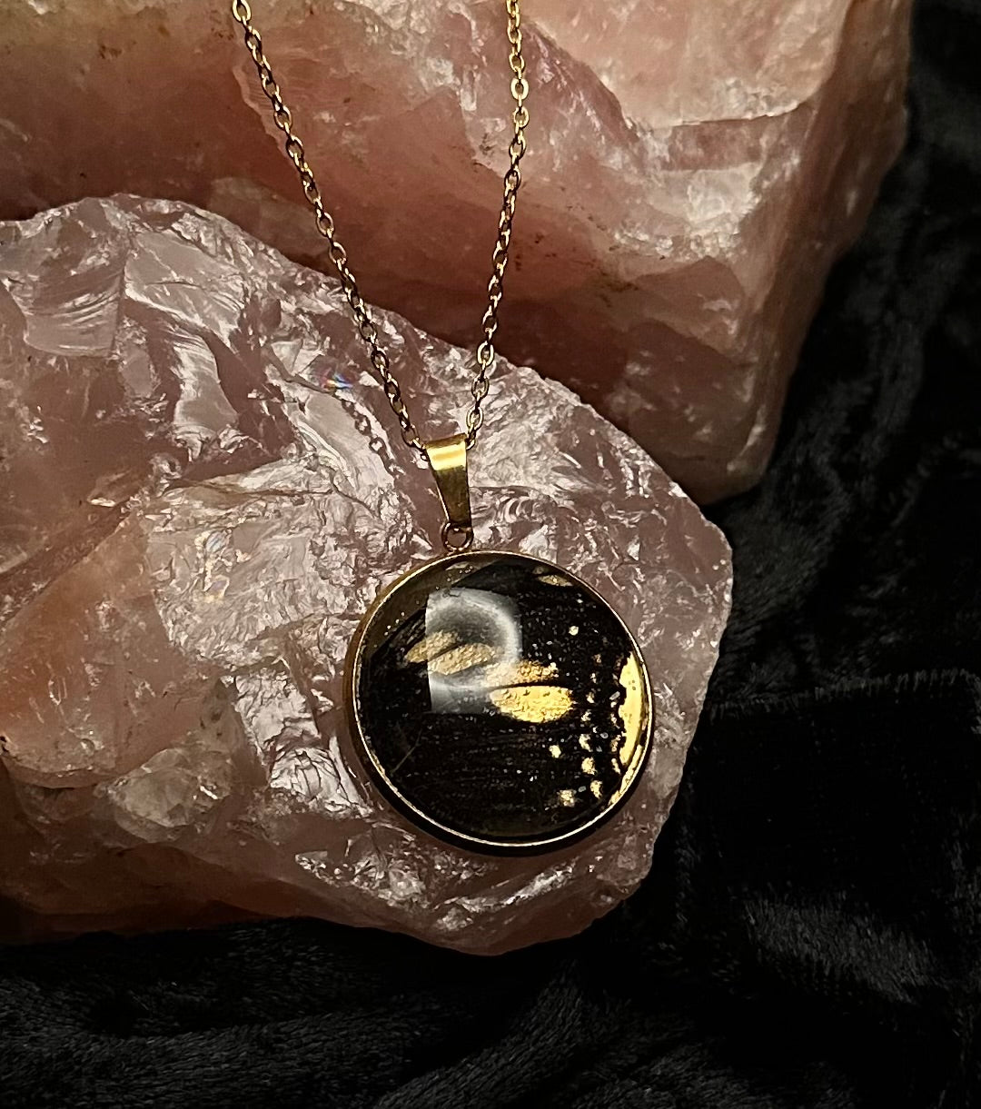 Gold Hypolimnas bolina Butterfly Wing Necklace