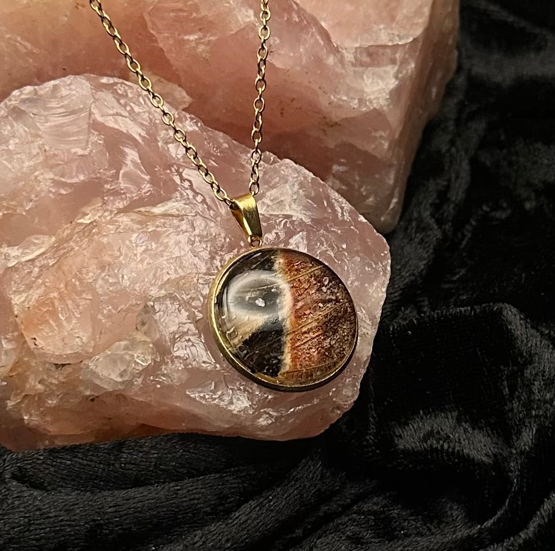 Gold Attacus atlas Butterfly Wing Necklace