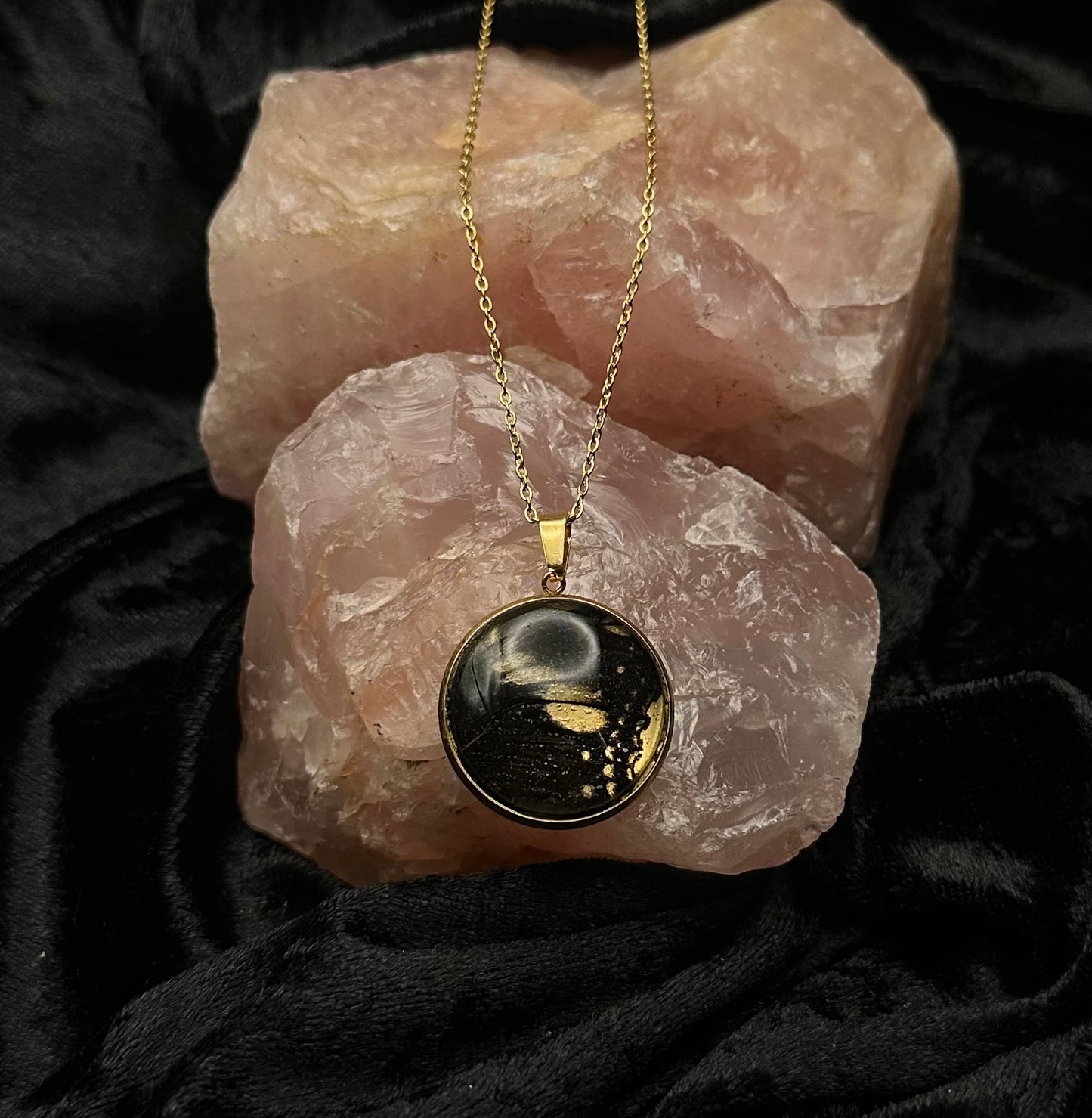 Gold Hypolimnas bolina Butterfly Wing Necklace