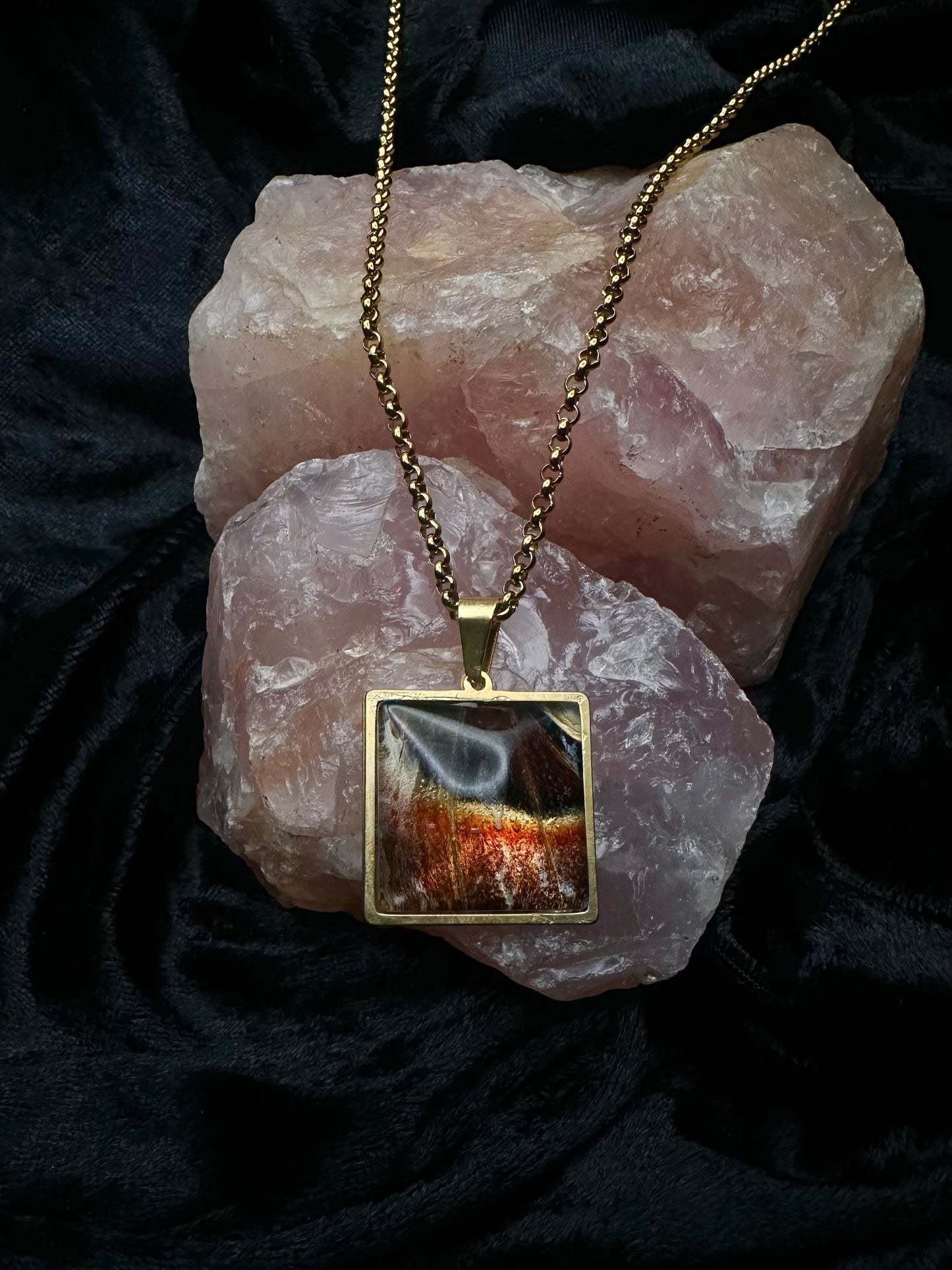 Gold Attacus atlas Butterfly Wing Necklace