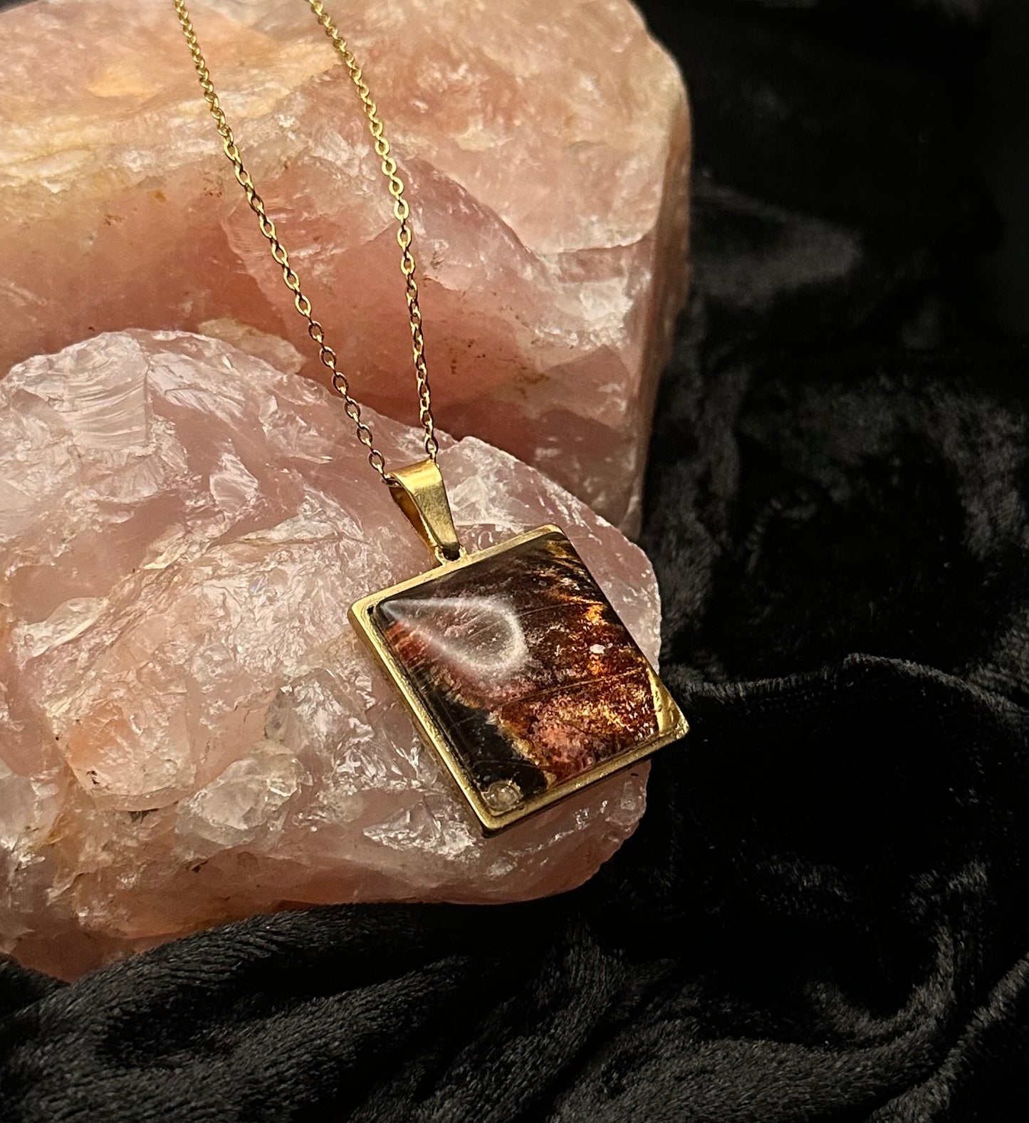 Gold Attacus atlas Butterfly Necklace