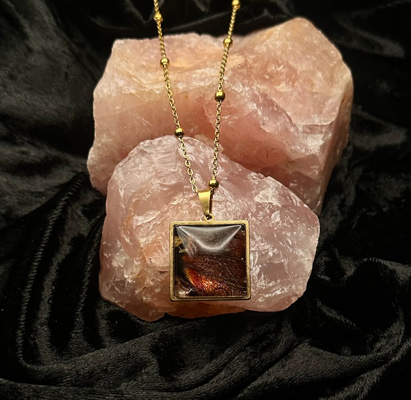 Gold Attacus atlas Butterfly Wing Necklace