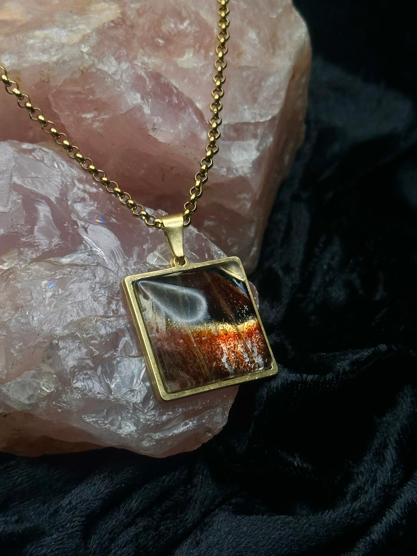 Gold Attacus atlas Butterfly Wing Necklace