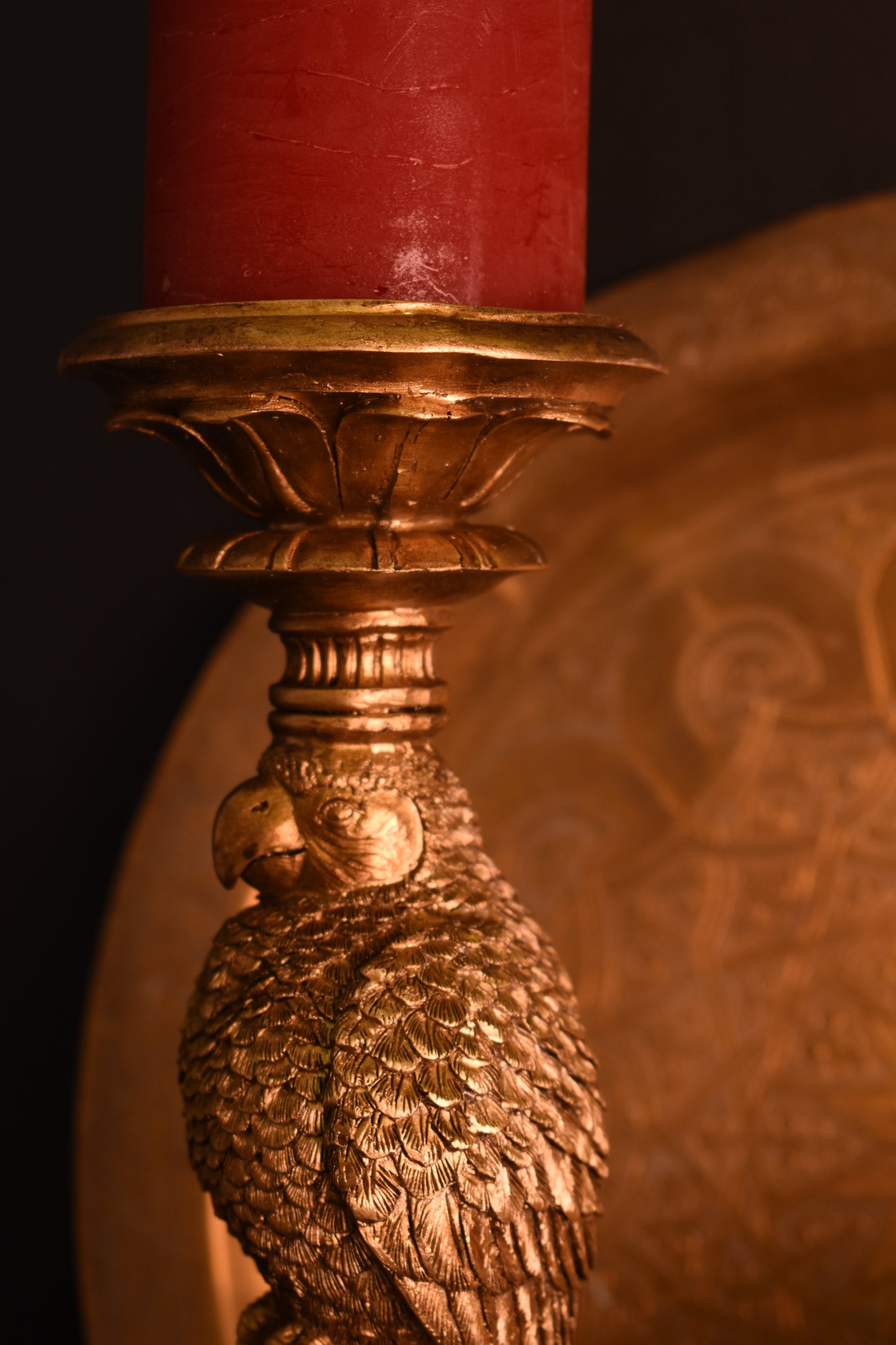 Gold Parrot Candle Holder