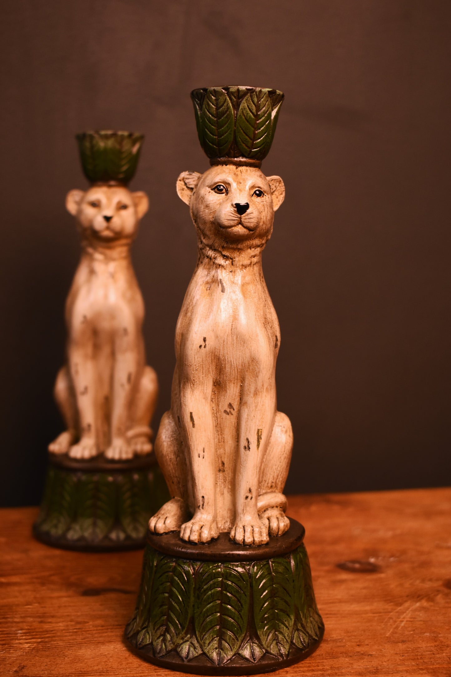 Green Leopard Candle Holder