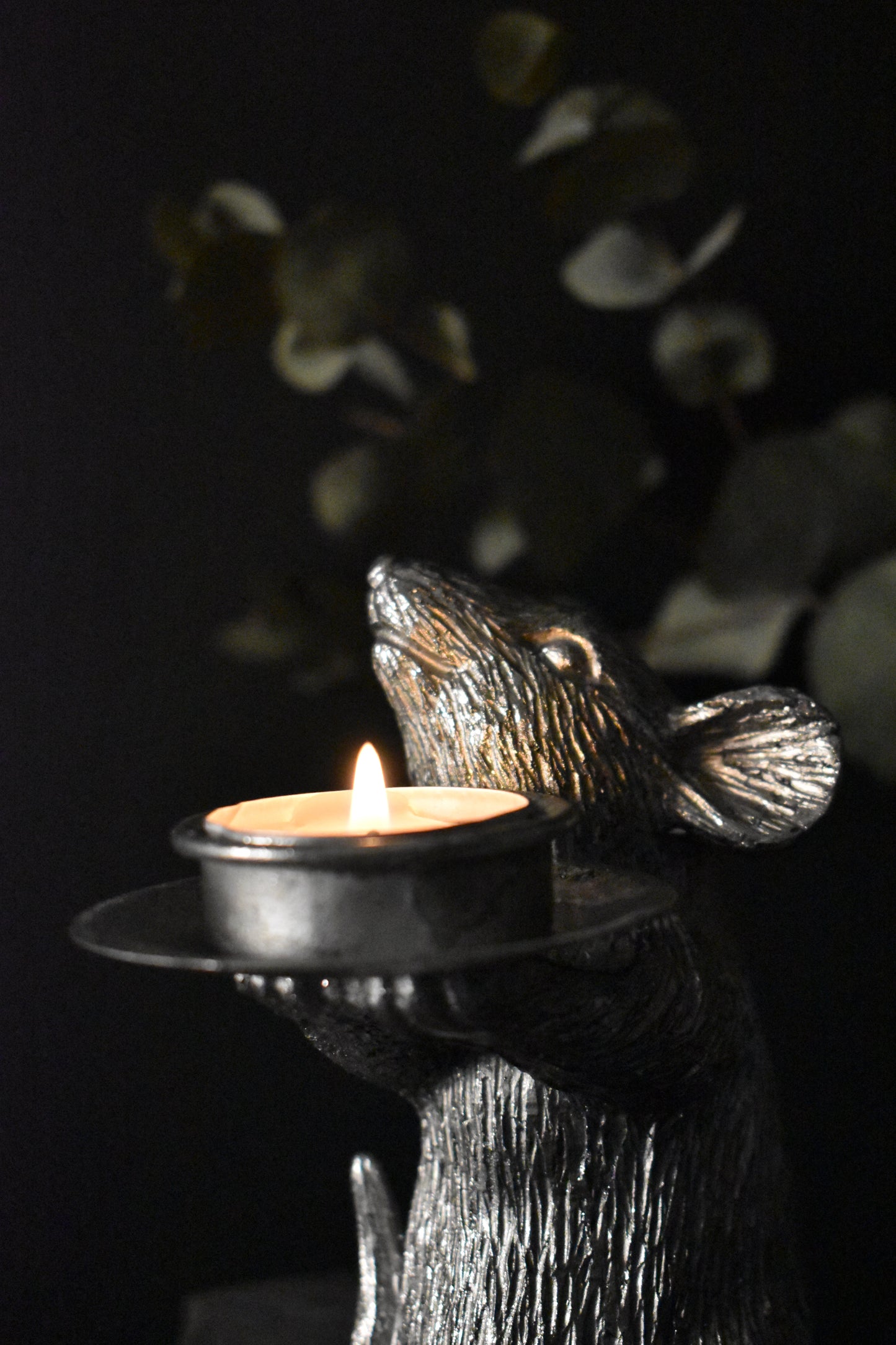 Silver Mouse Candle Holder