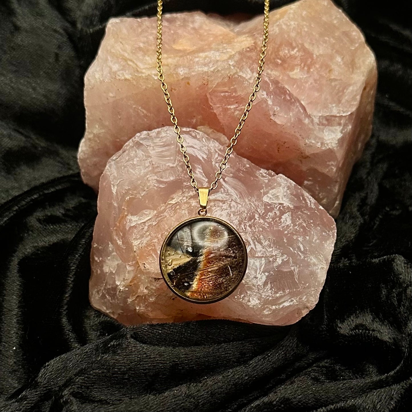 Gold Attacus atlas Butterfly Wing Necklace