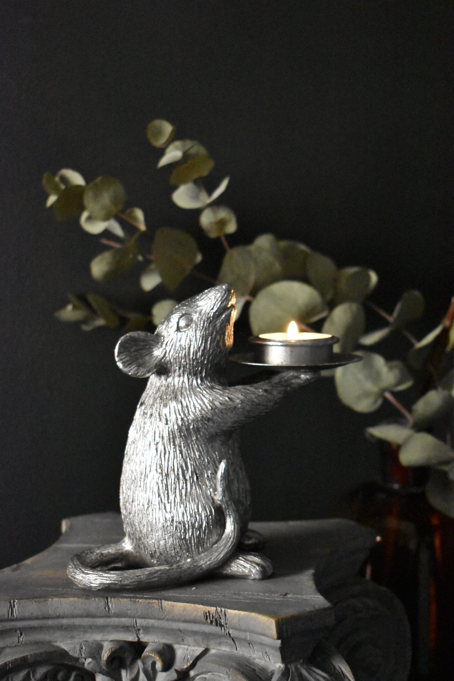 Silver Mouse Candle Holder