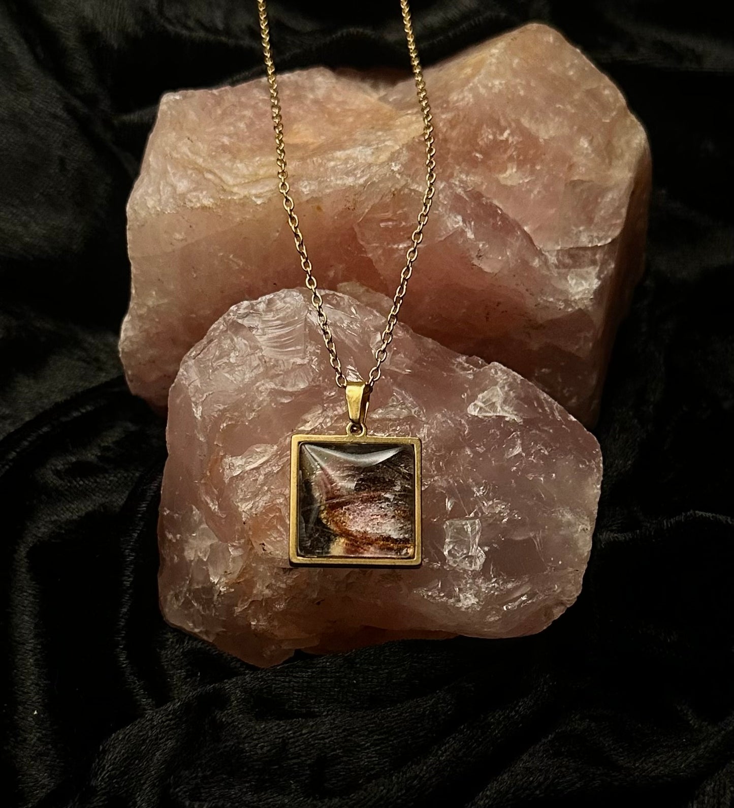 Gold Attacus atlas Butterfly Wing Necklace