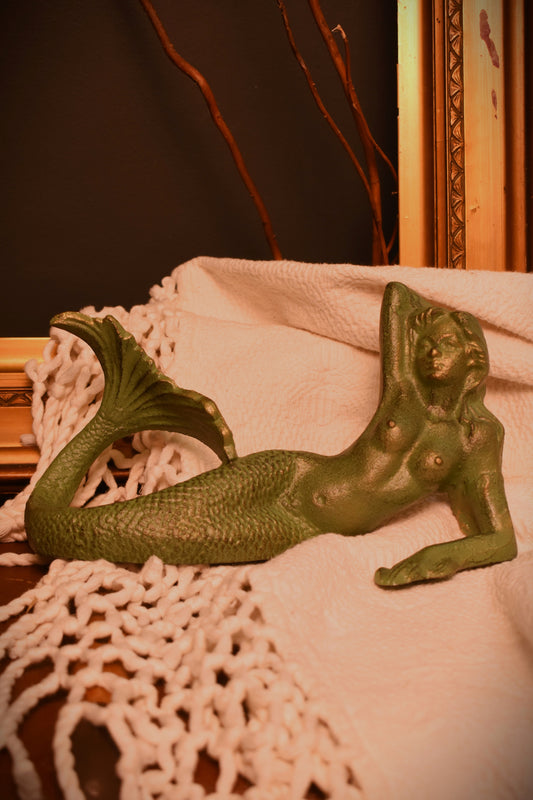 Large Iron Verdigris Mermaid