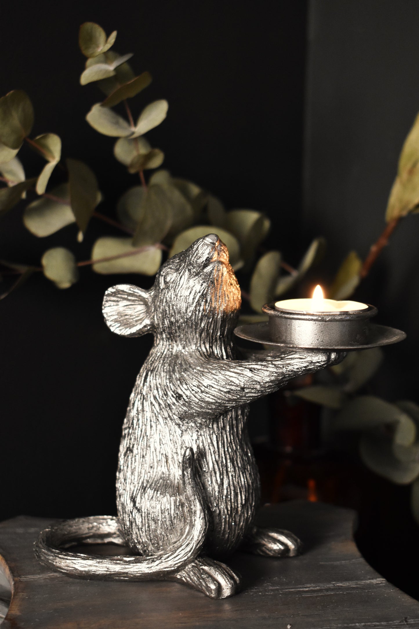 Silver Mouse Candle Holder