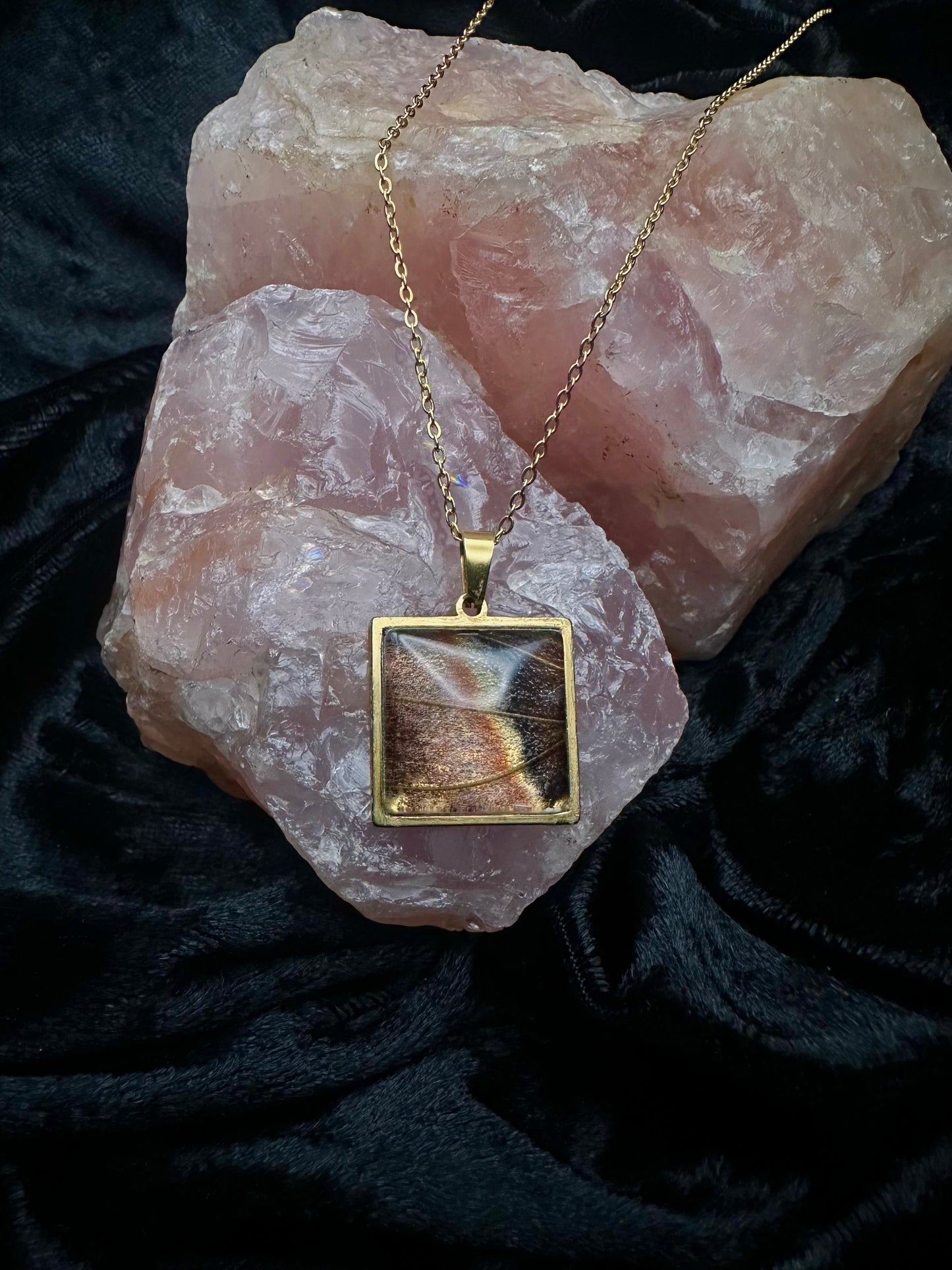 Gold Attacus atlas Butterfly Wing Necklace