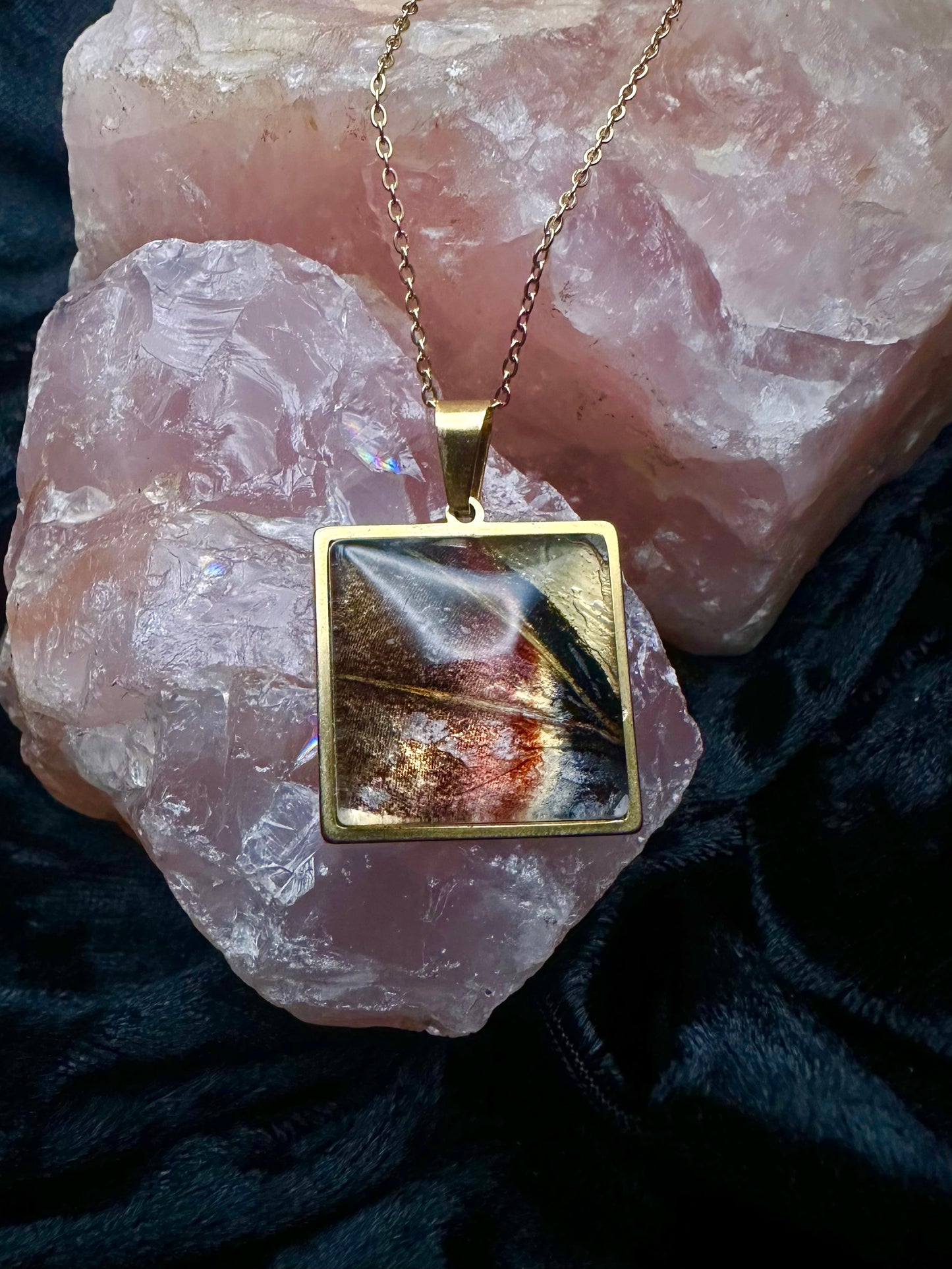 Gold Attacus atlas Butterfly Wing Necklace