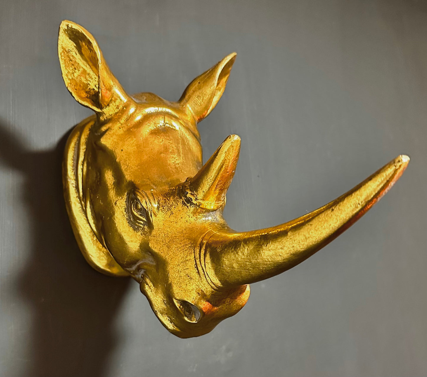 Gold Wall Mounted Rhino Head