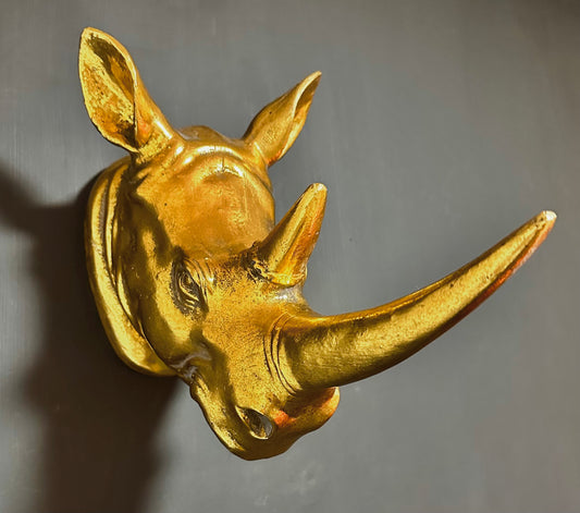Gold Wall Mounted Rhino Head