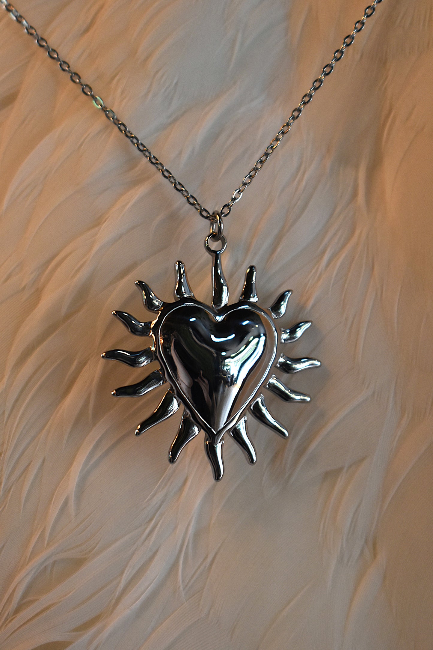 Thorned Heart Necklace ~ Silver