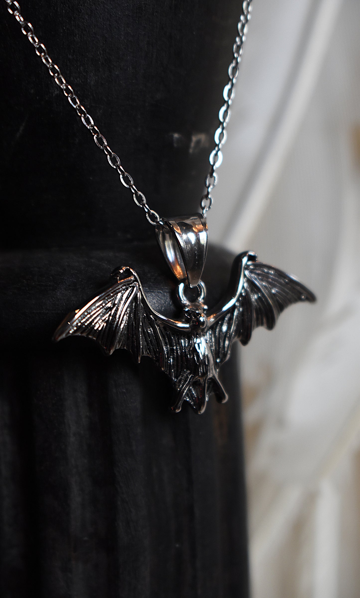 Vespera Bat Necklace ~ Silver