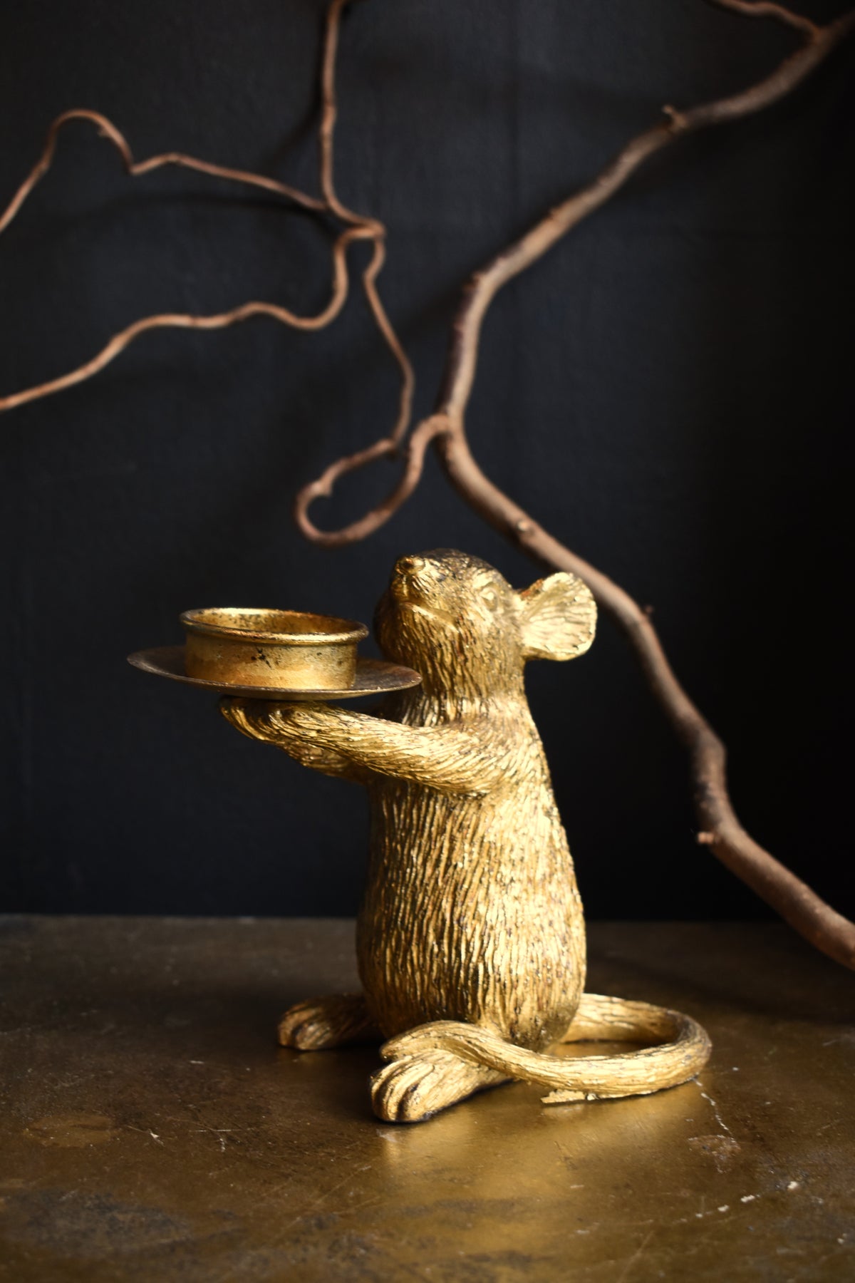 Mouse Candle Holder ~ Gold