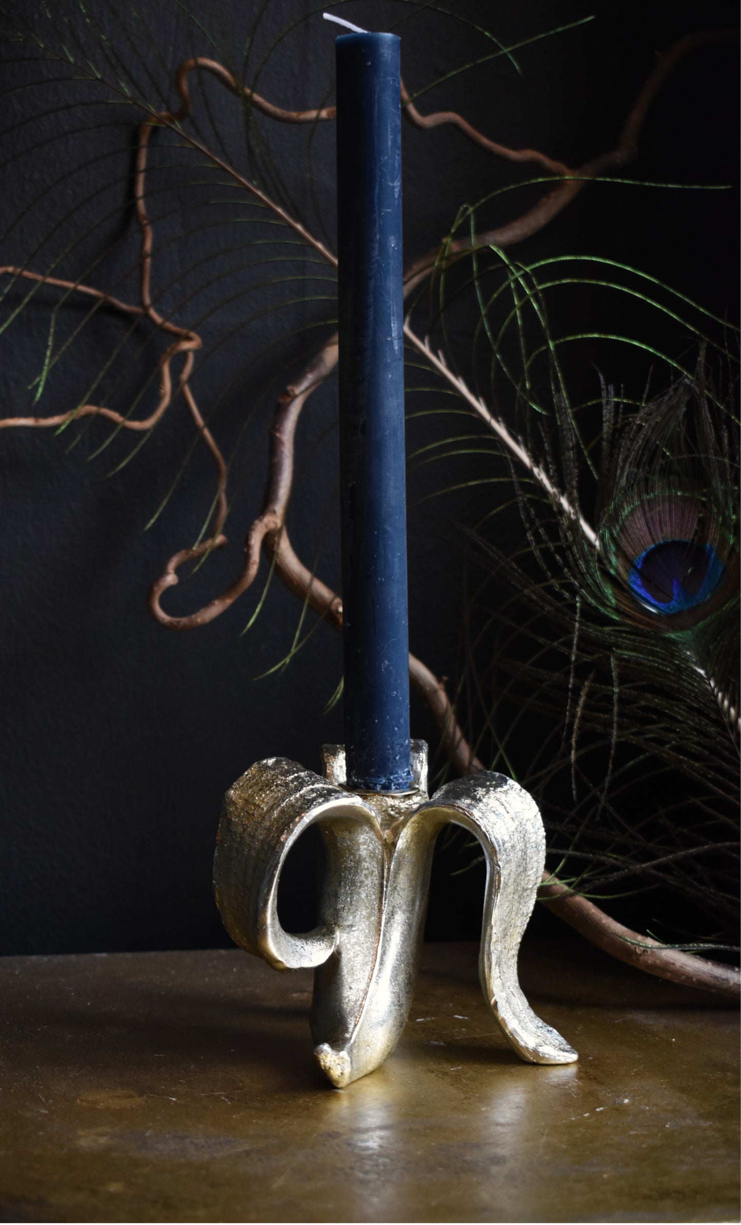 Peeled Banana Candle Holder ~ Silver