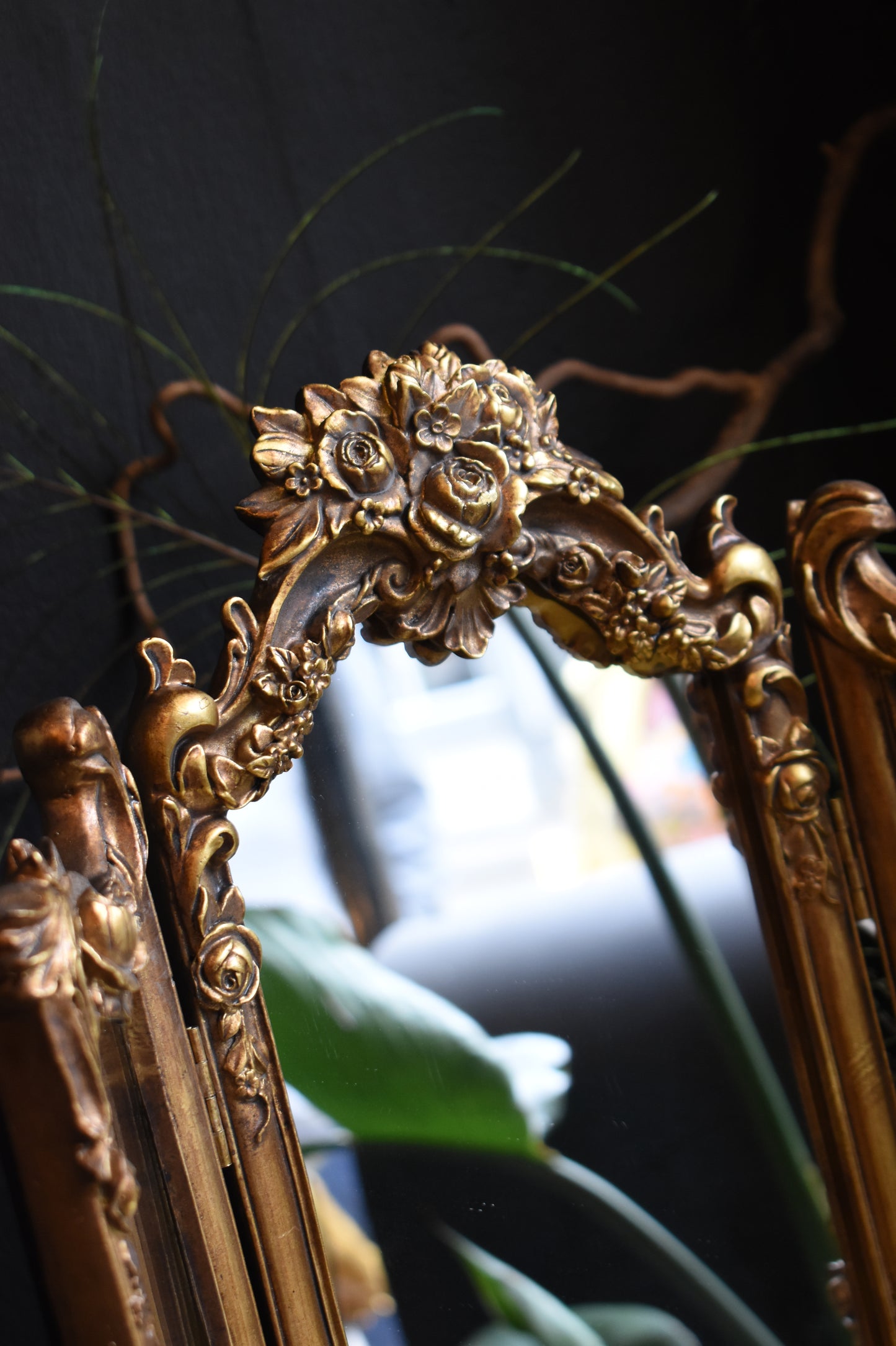 Gold Ornate Floral Dressing Table Mirror