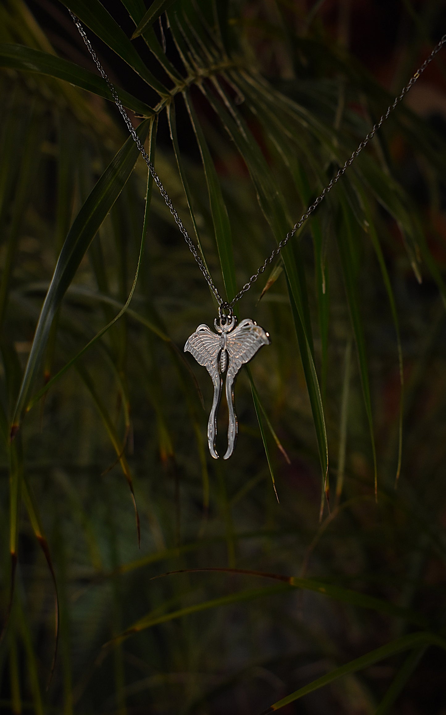 Luna Moth Necklace ~ Silver