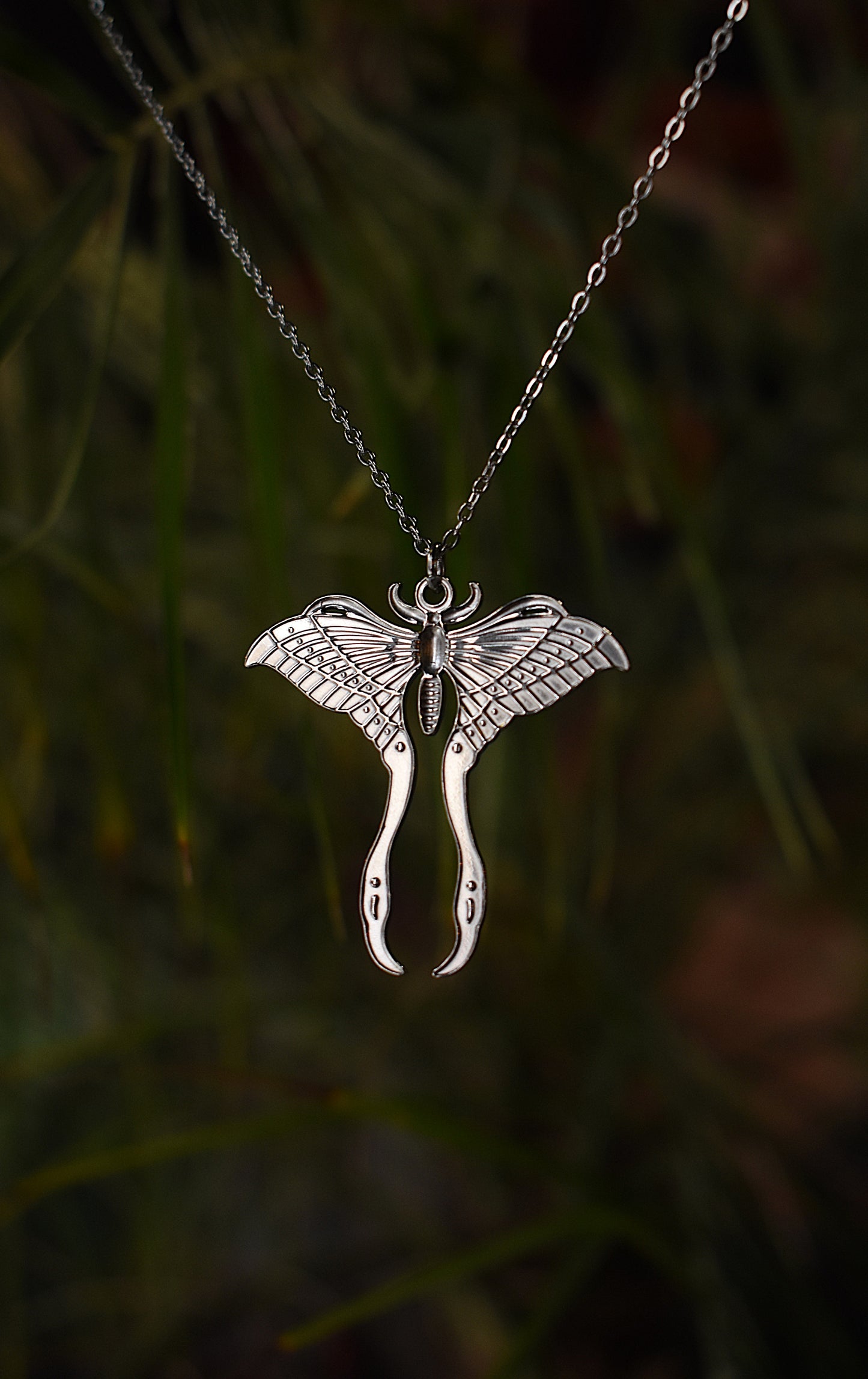 Luna Moth Necklace ~ Silver