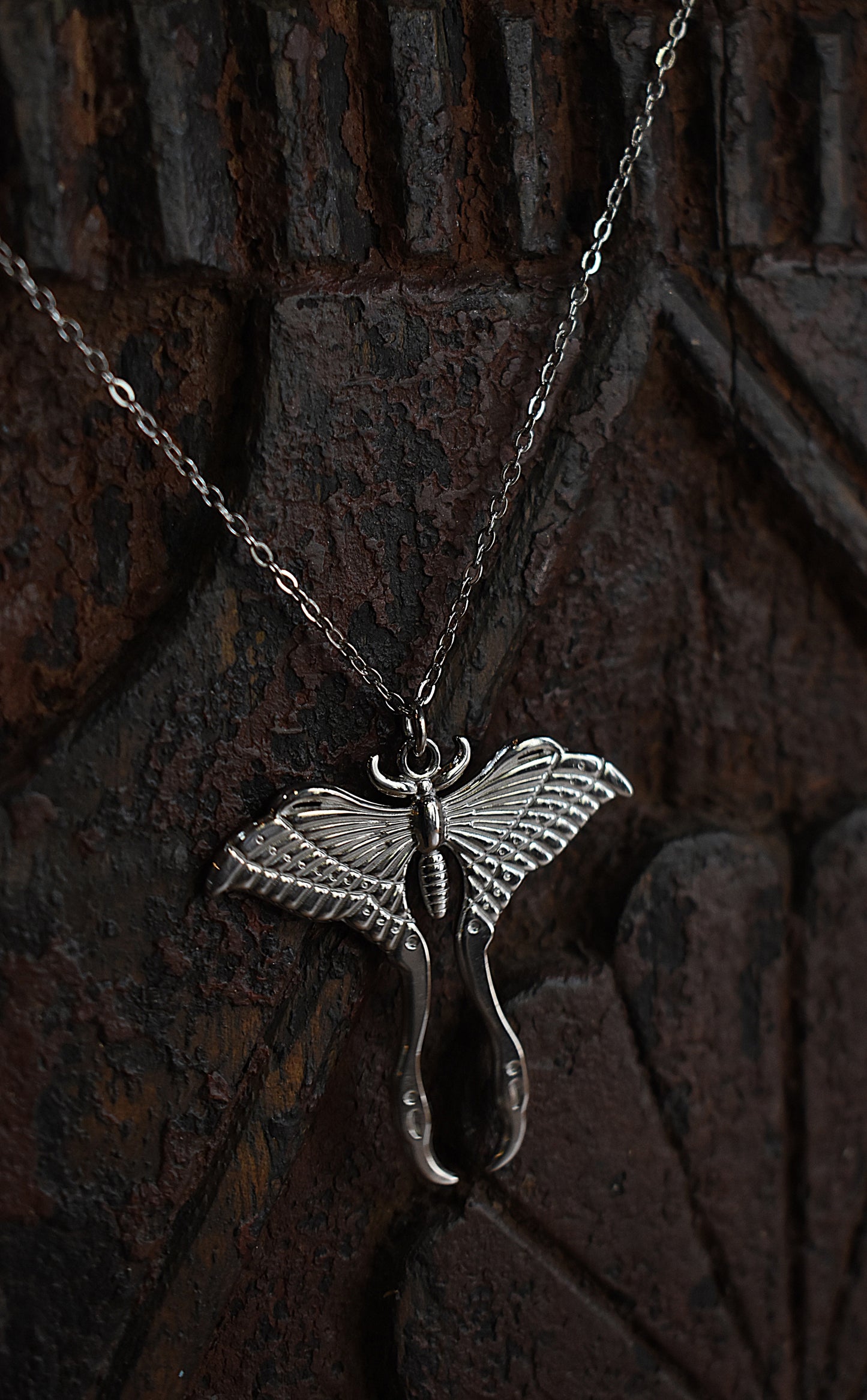 Luna Moth Necklace ~ Silver