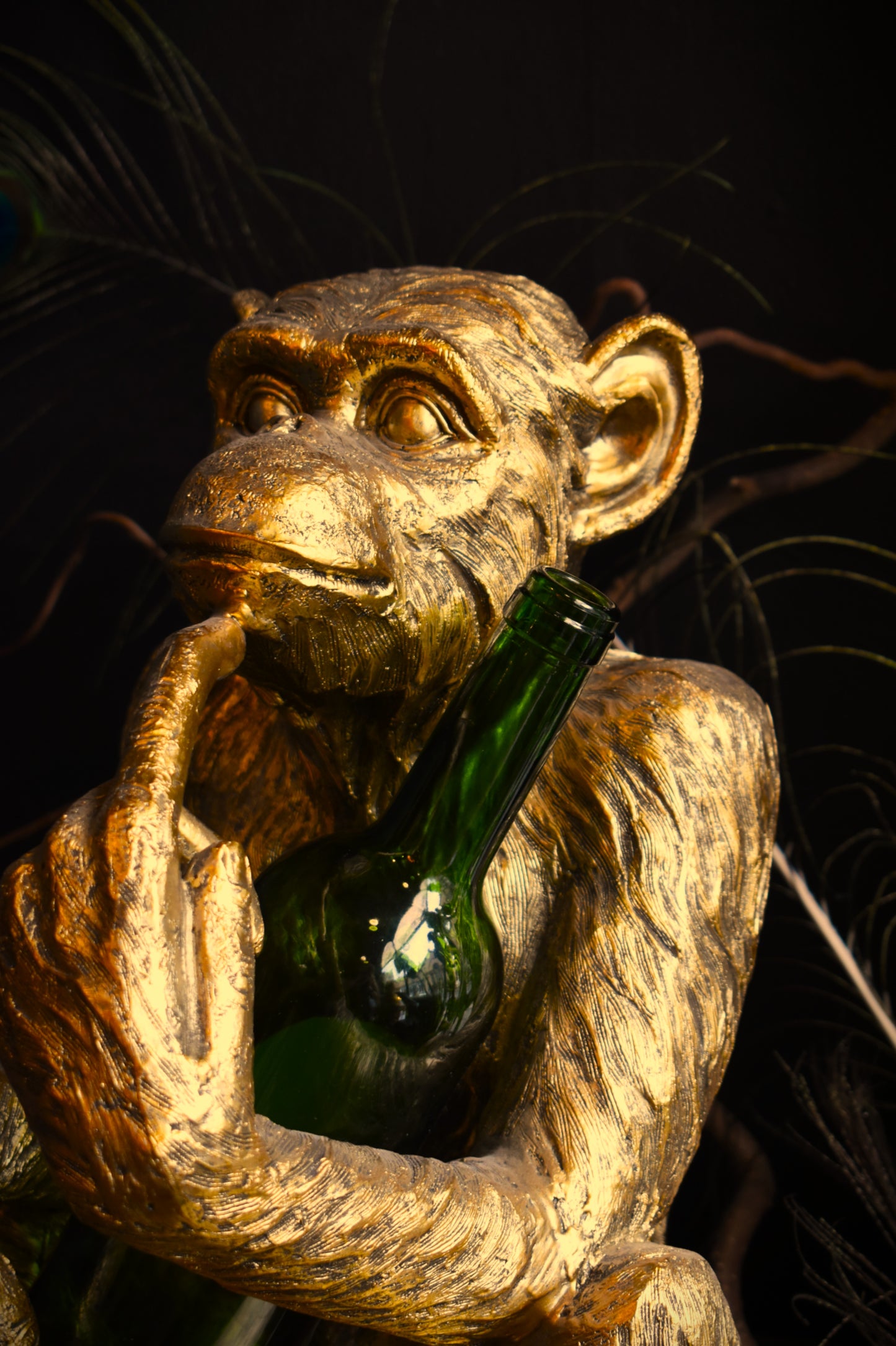 Sitting Monkey Wine Bottle Holder ~ Gold