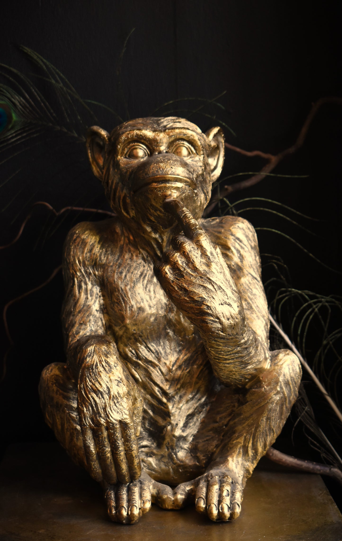 Sitting Monkey Wine Bottle Holder ~ Gold