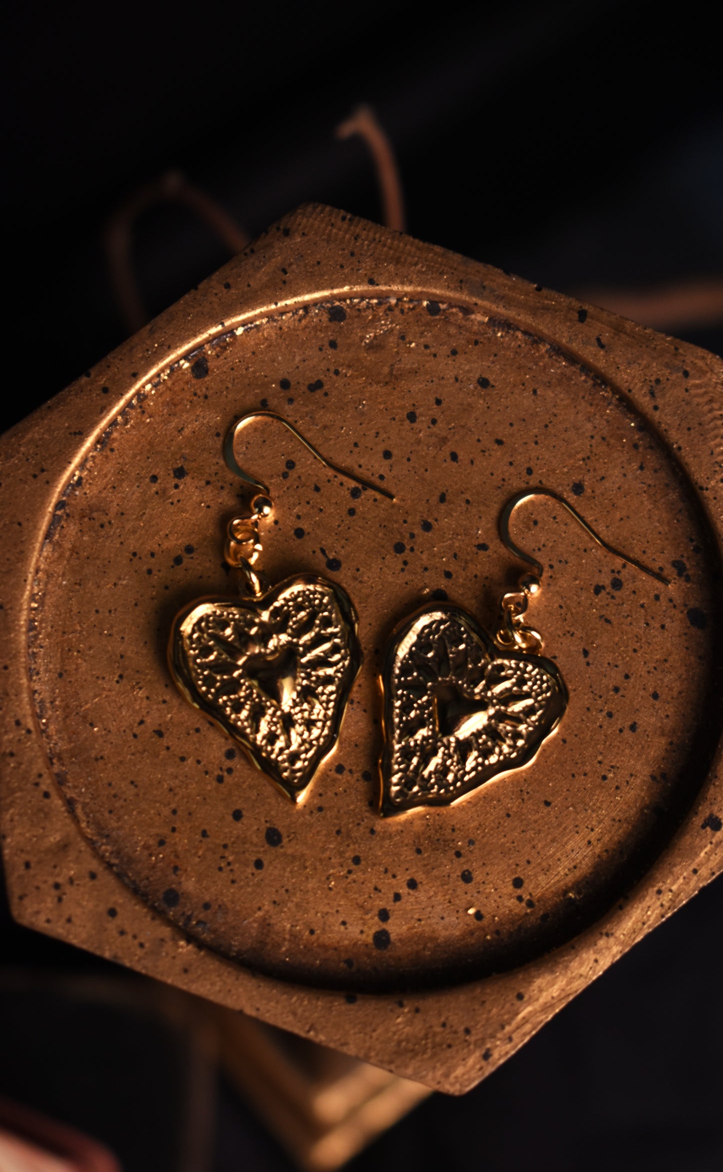 Forged Heart Earrings - Gold