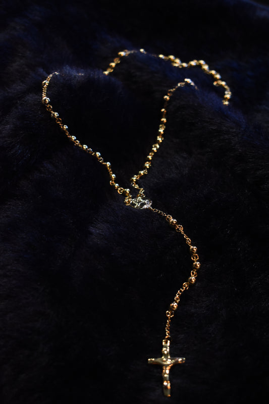 Gold Rosary Bead Necklace