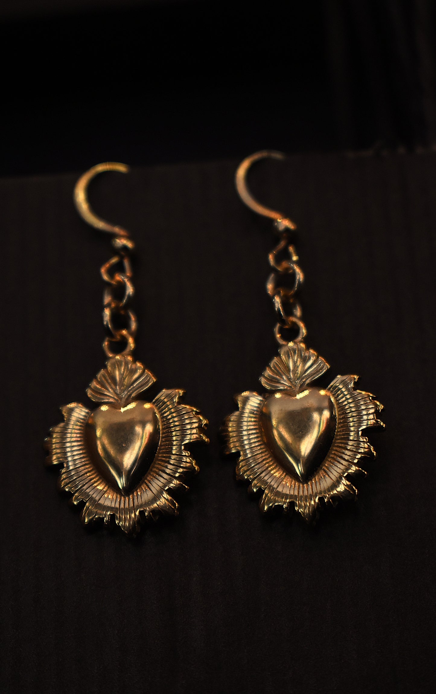 Burning Heart Earrings ~ Gold