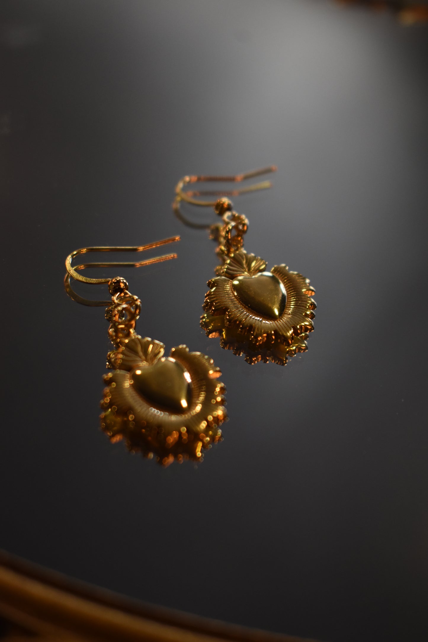 Burning Heart Earrings ~ Gold