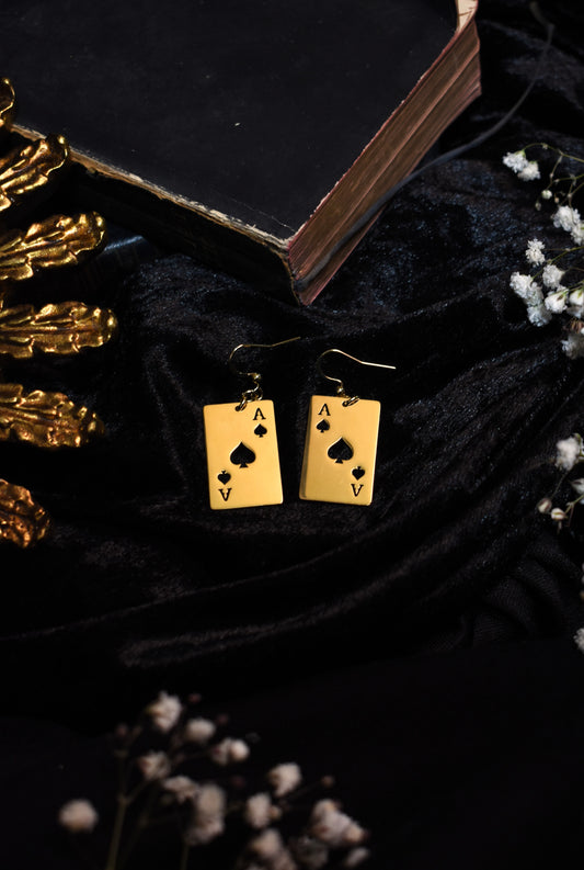 Gold Ace Of Spades Earrings