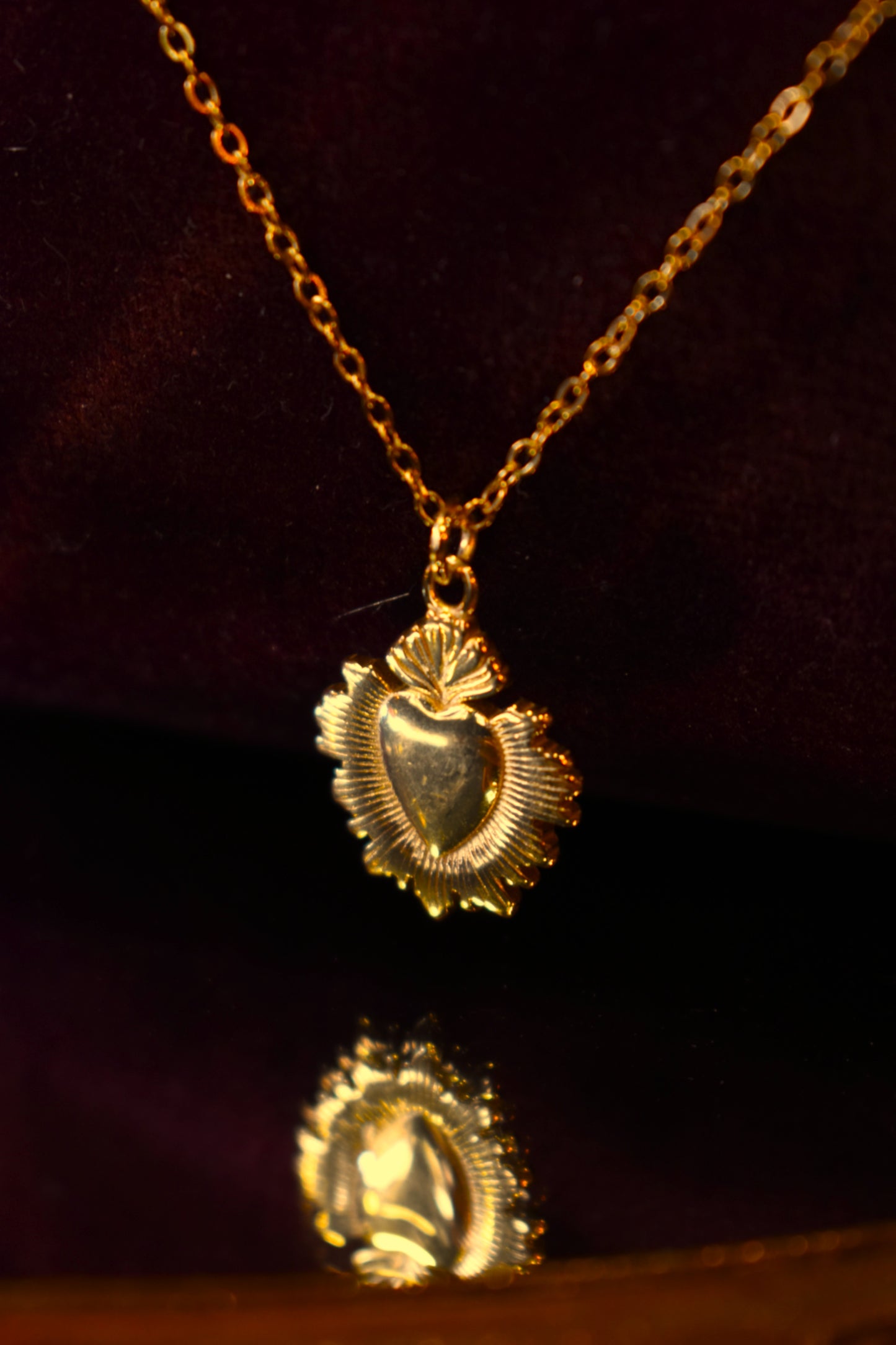 Burning Heart Necklace ~ Gold