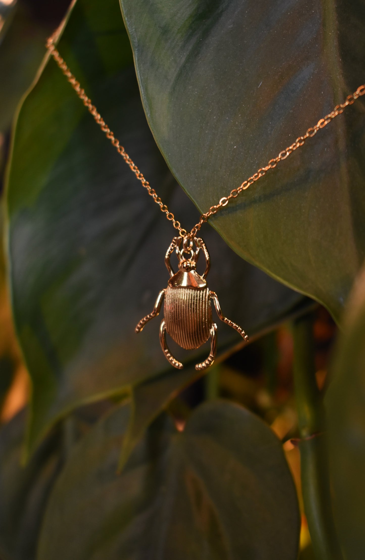 Sacred Scarab Necklace ~ Gold
