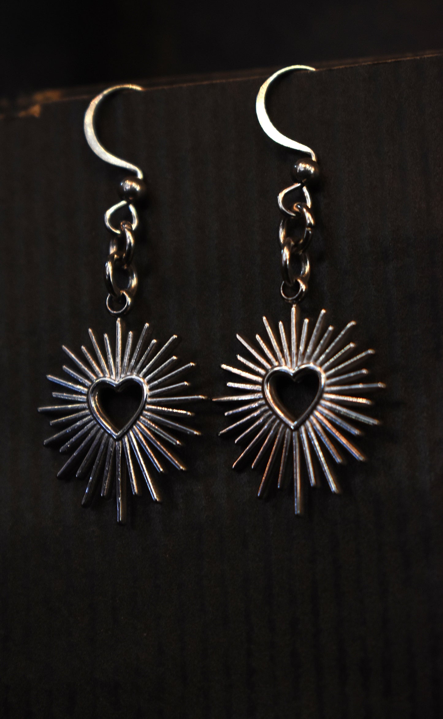 Radiant Heart Earrings ~ Silver