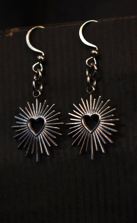 Radiant Heart Earrings ~ Silver
