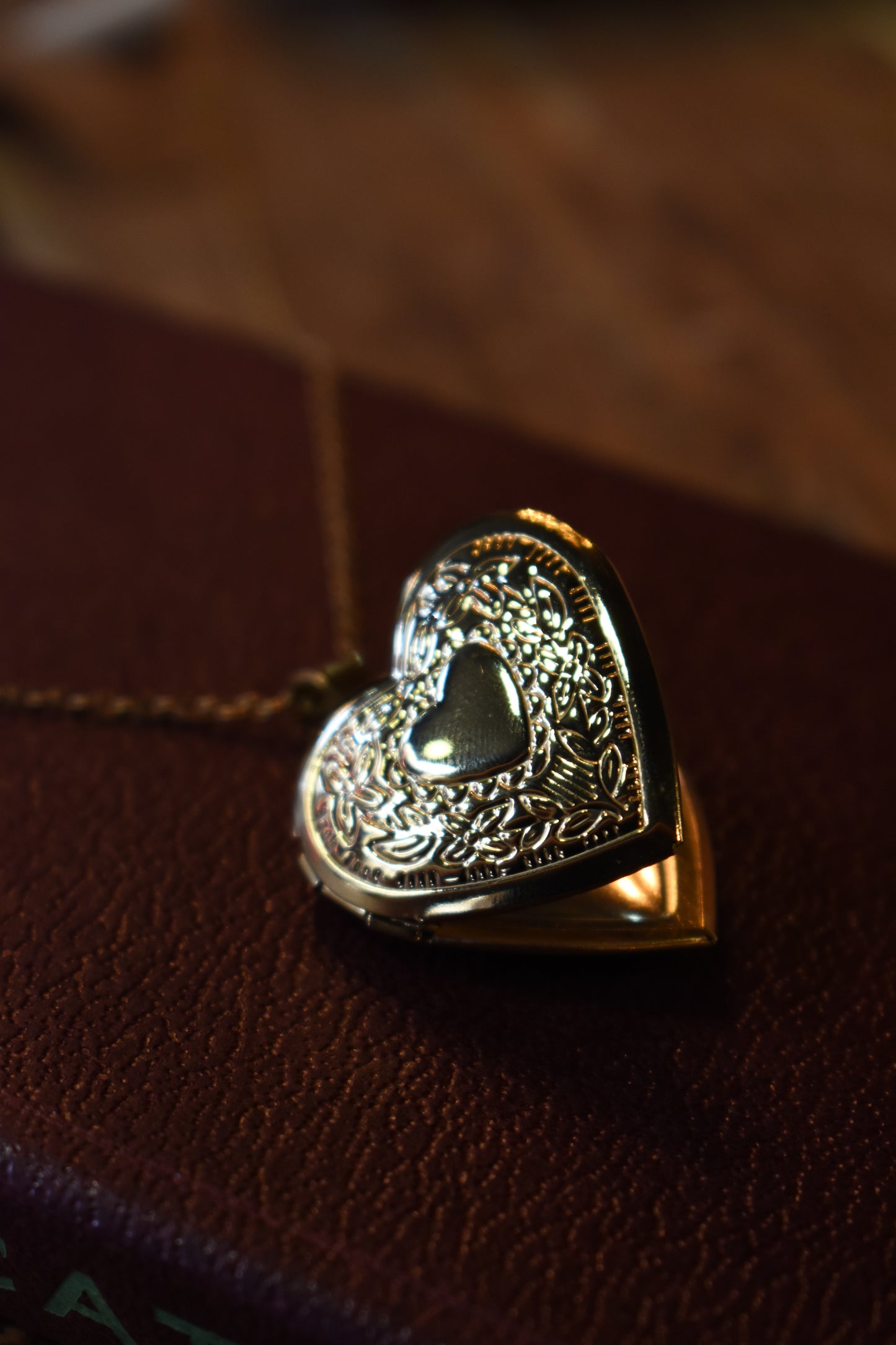 Lover's Oath Heart Locket Necklace ~ Gold