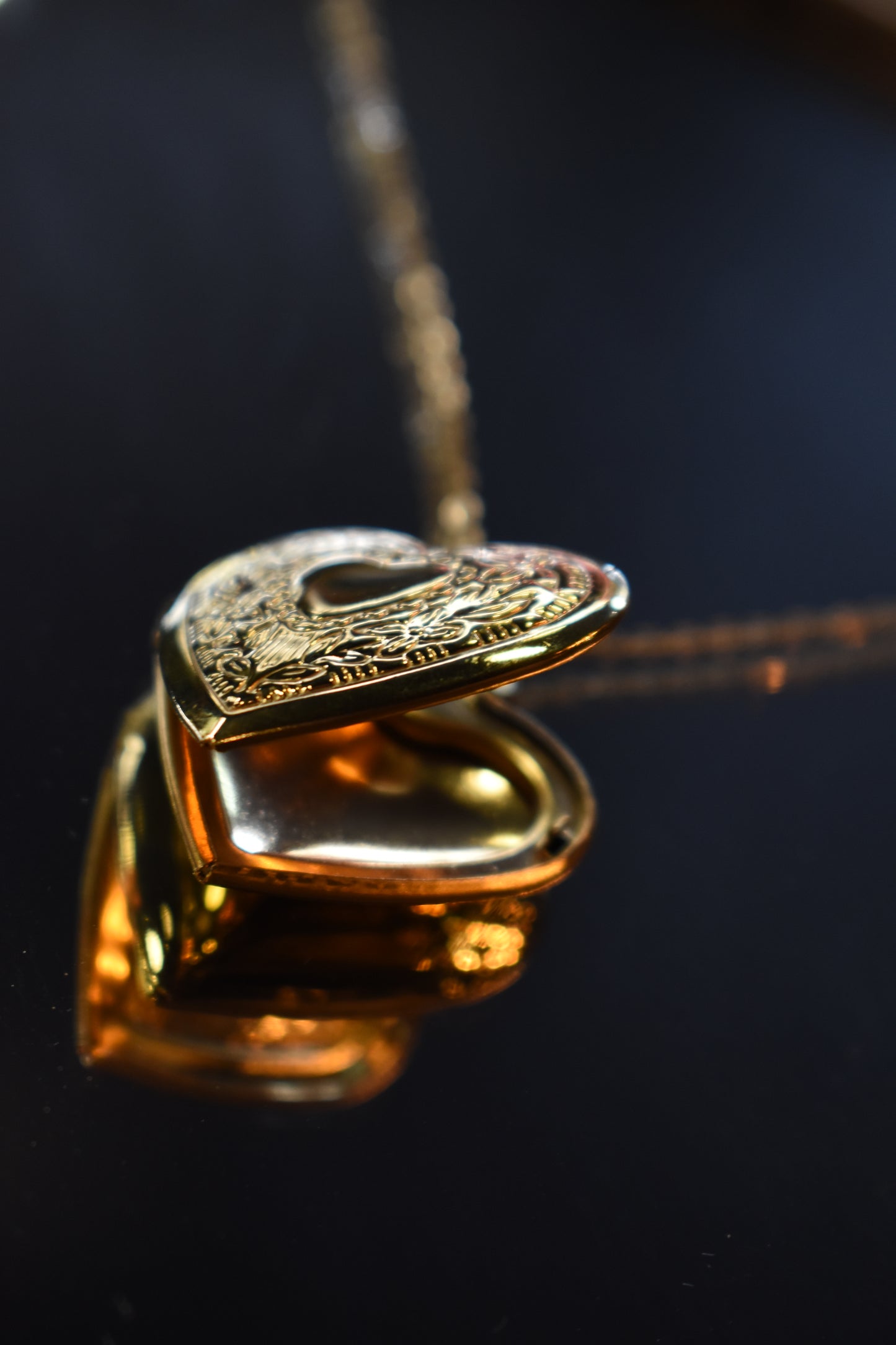 Lover's Oath Heart Locket Necklace ~ Gold